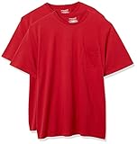 [Amazon Essentials] クルーネック スリムフィット 半袖 ポケット付き Tシャツ 2枚組 メンズ レッド L