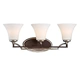 ミンカラヴェリー5343 – 593 Astrapia – 3つライトBath Vanity、ダークRubbed Sienna / Aged Silver Finish with Etchedホワイト