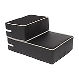 RAKU ドッグステップ 犬ステップ 2段 3色 洗える 老犬介護 ケガ防止 滑り止め付き 犬階段 スロープペット 犬踏み台 小型犬 (ブラック)