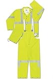 MCR Safety 2083SRL Luminator Class 3 PVC/Polyester 3-Peice Suit with Detachable Hood and 3M Reflecti