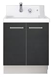LIXIL(リクシル) INAX 洗面化粧台 K1シリーズ 間口600 両開きタイプ ウェンゲチャコール K1N3-605SY/YD2H
