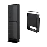 【福袋】【地球家具】コレクションラック「レギュラー」新シリーズセット 幅55cm 奥行19cm 【正規品】[鍵付きコレクションケース] [耐震]（開き戸 ハイタイプ本体+上置きハイタイプ） ブラック