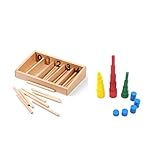 B Baosity マルチカラー　積み木　学習玩具　知育玩具　色つき円柱　木製スティック付き　木製　モンテッソーリ