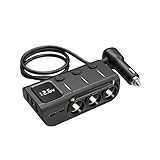 Shkalacar 車用充電器シガーソケット 120W 急速充電アダプター 3ソケット パワースプリッター 12-24V 3USBポート+2Type-Cポート 電圧表示オン/オフスイッチ付き 車 トラック SUV用