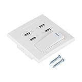 4ポートUSBソケット　DC 5V　スイッチ付き　パネルコンセント　壁コンセント　チャージャー　壁ソケット　AC電源コンセント　充電器　ホワイト　AC 110〜250V　スマートフォン充電対応