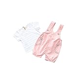 夏カバーオール かわいいＴシャツ 女の子の服 Pojour 1-6歳キッズ用 2セット 子供ギフト 綿 通気 ピンク(80cm)