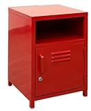 鍵付き スチール製 コンパクト サイドチェスト 収納 (レッド/RD)