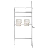 ワイエムワールド　突っ張り式 ランドリーラック 洗濯機ラック かご付き ホワイト　00-hn-03002