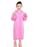 AIRCEE レインコート キッズ 子供用 雨具 超軽量 半透明 薄い型 レインウェア レイングッズ 子供 男女兼用 小学生 通学 通園 (ピンク)