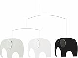 Elephant Party Black Hanging Nursery Mobile - 25 Inches Plastic - Handmade in Denmark by Flensted [並