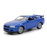 ミニカー 1/64スケール WELLY NISSAN SKYLINE GT-R (BNR34) BLUE 日産スカイライン ブルー