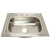 ProPlus 81751423158 2474246 4-holeシングルボウルキッチンシンク、24-gauge、25 " x 22 " x 6インチ、ステンレススチール