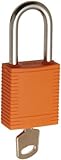 Brady Plastic Lockout/Tagout Padlock Keyed Different 1-3/4 Body Length 1-1/2 Shackle Clearance Orang