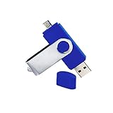 USBフラッシュドライブ、OTG USB 2.0デュアルメモリスティック外付けUSBサムドライブペンコンピューターとAndroidデバイス用、青16 GB、ポータブル ファッション加工