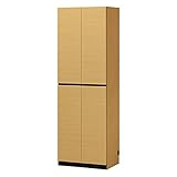 白井産業【SHIRAI】壁面収納 スライド本棚 キャビネット ボトルラック付 扉付 ポルターレ ナチュラルブラウン 幅60cm 【2梱包】 POR-1860SLNA