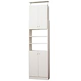 ワイエムワールド 天井つっぱり 書棚 本棚 スラスト 幅60cm 奥行26cm 扉付き 大容量 【カラー：ホワイトオーク】 00-132