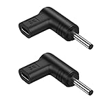 type-c to dc変換 DCアダプター DC l字変換アダプター DC充電コード L字型 パワー出力：12V 最大充電速度65W ノートパソコン 充電器 PD Type‑C-DCアダプター 端子の仕様：3.0*1.1 3.5*1.35 4.0*1.7 4.8*1.7 5.5*2.1 5.5*2.5(3.5*1.35, ブラック, 2)