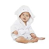 Hooyi ベビーシープバスローブタオル幼児バスローブフードタワーパジャマ (白, 0-24 month)