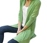 薄手 美ラインロングトッパーカーディガン 前開き 全８色 マタニティ (緑)