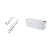 ELECOM 電源タップ 雷ガード 個別スイッチ ほこりシャッター付 6個口 2.5m ホワイト T-K6A-2625WH + ELECOM ケーブル収納ボックス 6個口電源タップ収納 ホワイト EK
