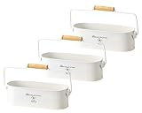 ナチュラルブリキポット 手付き楕円S ホワイト 240×100×75(160)Hmm 3143-B 3個セット