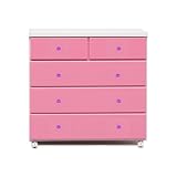 アルファタカバ ベビータンスシリーズ ブロッサムキャスター付きチェスト 80cm幅4段 ピンク(クリスタルパープル)