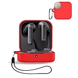 For CMF by Nothing Buds Pro 2 用 ケース カバー 【KONXISA】ワイヤレスイヤホン ケース シリコン素材 着用しやすい 耐衝撃 防水防塵 ウォッシャブル（カラビナ付き+ストラップ付き ） 装着充電可能 持ち運びがしやすい（レッド）