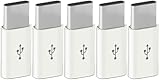 USB MicroB→TYPE-C変換アダプター、マイクロB→TYPE-C対応、Android/iPhone15/16対応、最大2A出力 (ホワイト, 5個)