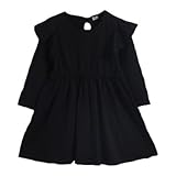 enchante petit(アンシャンテ プティ) キッズ 子供 バックリボン付肩フリル長袖ワンピース ≪全10色≫ 110cm #ブラック
