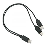 充電専用 2台同時充電ケーブル Type-C - Type-C2股ケーブル 5V3A出力対応 約20センチ SU2-TCC20X2BK ブラック