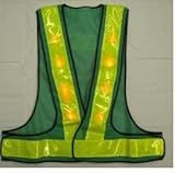 赤色LEDベスト　V60型（テープ幅60㎜）　５着セット　グリーンメッシュ×ライムイエローテープLED-GL