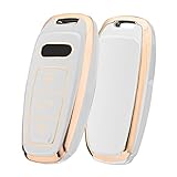 OATSBASF アウディ キーケース AUDI 専用 スマートキーケース 高級 TPU 汚れ 滑り傷 防止 Audi A6L A6 A7 A8 Q7 Q8 専用 スタイリッシュ スマートリモコン キーカバー アウディ キーホルダー (JD-白)