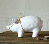 Ceramic Piggy Bank withラフィア弓