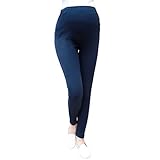 レギンス マタニティ 妊娠中 マタニティパンツ ズボン レディース スリム 調整可能 春夏秋 (XL, 紺青)