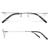[eyeforyou] 老眼鏡 フチなし 超軽量 ツーポイント リーディンググラス ブルーライトカット I4U-R1001 シルバーマット +2.00