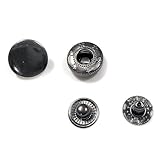 バネホック 15mm レザークラフト 手芸 ハンドメイド パーツ ホック スナップ ボタン 金具 アンティーク ブラック シルバー ゴールド (10組ブラック)