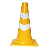 （ お徳用 30個セット）サンコー ミニ三角コーン(パイロン/スコッチコーン) 反射テープ付き イエロー(黄)×白テープ巻 三甲