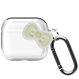 ONLYOU Airpods 第3世代 用 ケース 可愛い 韓国 立体 リボン ソフト TPU エアーポッズ3用ケース (AirPods(第3世代)対応 イエロー)