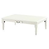 完成品 アンティーク調こたつ 継ぎ脚タイプ 折りたたみ こたつ テーブル 机 〔120×80cm〕 ホワイト