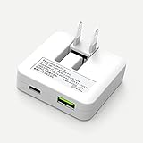 【16mm超薄型】USB PD充電器 20W PD20W/QC3.0/最大3A ACアダプター 急速充電器 2口同時に充電 USB-C タイプC Type-C スマホ充電器 高速充電 iPhone Android PSE認証 折りたたみ式 【 iPhone SE3 / 14 / 13 / 12 / iPad/Android 各種対応】 (ホワイト)