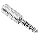 オーディオファン 4.4mm 5極 自作用 ステレオプラグ オーディオプラグ バランス ヘッドホン端子 DIY ロジウムメッキ 銀 長さ39mm×内径6mm×外径8.39mm