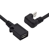 NFHK 5ピン Micro USB 2.0 オス-メス 電源データ延長ケーブル 反対側 U字型 背面角度タイプ 携帯電話 ノートパソコン用