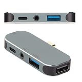 USB Cハブマルチポートアダプター、Dockteck 5-in-1 USB-Cハブ100W電力供給、PD、タイプC、AUX、USB2.0 USB3.1、10Gbpsデータポート、 for Android for OS X