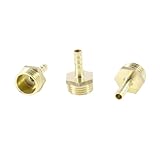 uxcell　オスホースバルブ　継手　ジョイント　ブラス製　ゴールドトーン　6mm直径 3個入