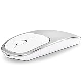 Vesterワイヤレスマウス 薄型 瞬時接続 無線マウス【Bluetooth 2.4G 3DPIモード 5.1 充電式】4ボタンを調整可能 コンパクト type-C変換アダプタ付属 ワイヤレス 小型 高感度 省エネルギー 在宅勤務/テレワーク用 持ち運び便利 多機種対応 (銀)