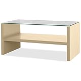 【GLASS COFFEE TABLE】 ガラスコーヒーテーブル (幅 90cm×奥行き 45cm×高さ 41.5cm) ナチュラル