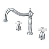 Kingston Brass KS1341PX Heritage Roman Tub Filler with Porcelain Cross Handle, Polished Chrome [並行輸入