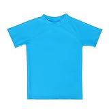 ESTAMICO キッズ 半袖 Ｔシャツ ラッシュガード UVカットUPF+50 男の子 水着 (アクア ブルー, 140cm/8T)