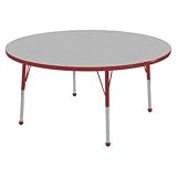 ECR4Kids 36" Round Activity Table, Standard Legs w/ Ball Glides (Gray Top/Red Edge) [並行輸入品]
