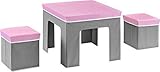 Cosco Jamie Folding Kids' Table and Ottoman Set, Pink/Gray [並行輸入品]
